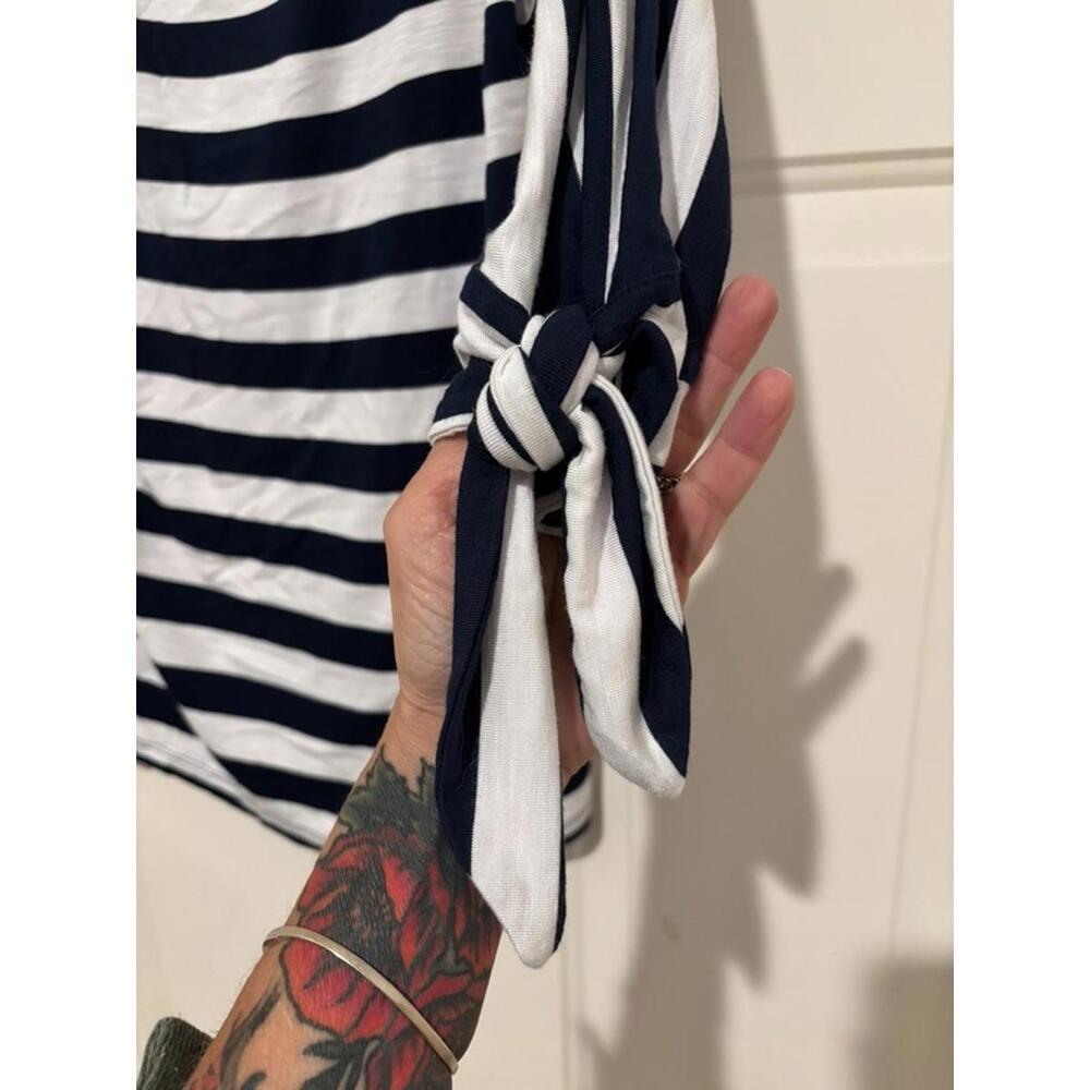 Women's sz‎ oversized S Soft Surroundings blue/white nautical shirt #1220 - Picture 2 of 3